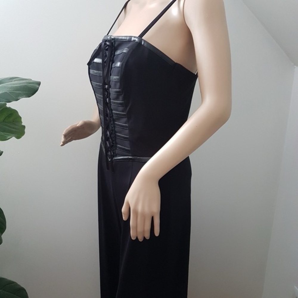 Frank Lyman Design Wide Leg Corset Top Design Overall Jumpsuit Black Sz 8 - Picture 3 of 11